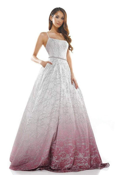Colors Dress - 2249 Glitter Lace Strappy Ballgown In Pink and Multi-Color
