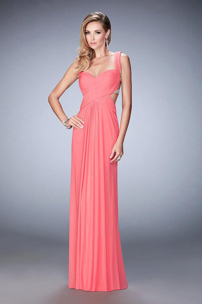 La Femme - 22727 Ruched Sweetheart Sheath Dress In Pink