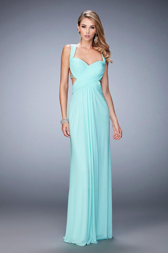 La Femme - 22727 Ruched Sweetheart Sheath Dress In Green