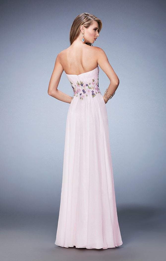 La Femme - 22731 Strapless Floral Embellished Gown In Pink