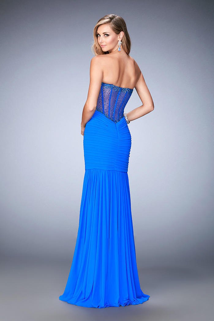 La Femme - 22753 Strapless Sweetheart Trumpet Dress In Blue