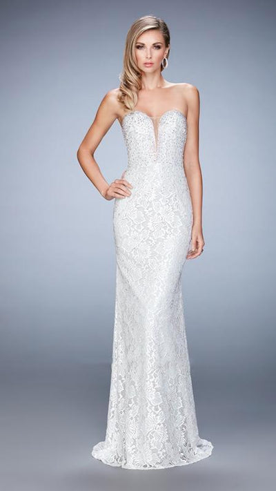 La Femme - 22759 Prom Dress in White and Silver