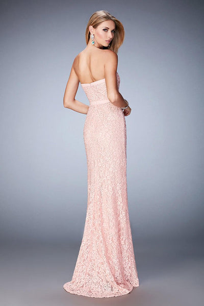La Femme - 22878 Embellished Sweetheart Lace Dress In Pink