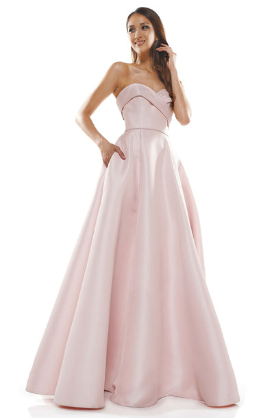 Colors Dress - 2291 Strapless Mikado A-line Long Dress In Pink