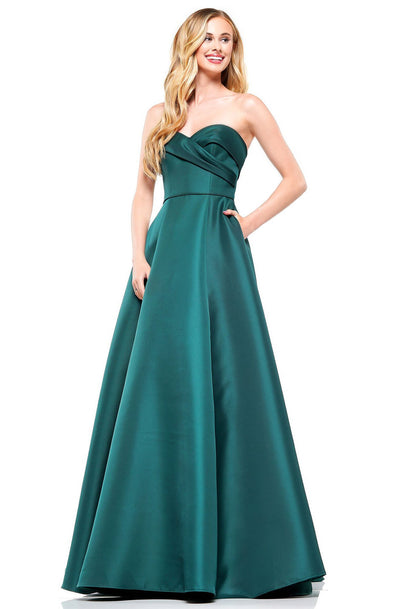 Colors Dress - 2291 Strapless Mikado A-line Long Dress In Green