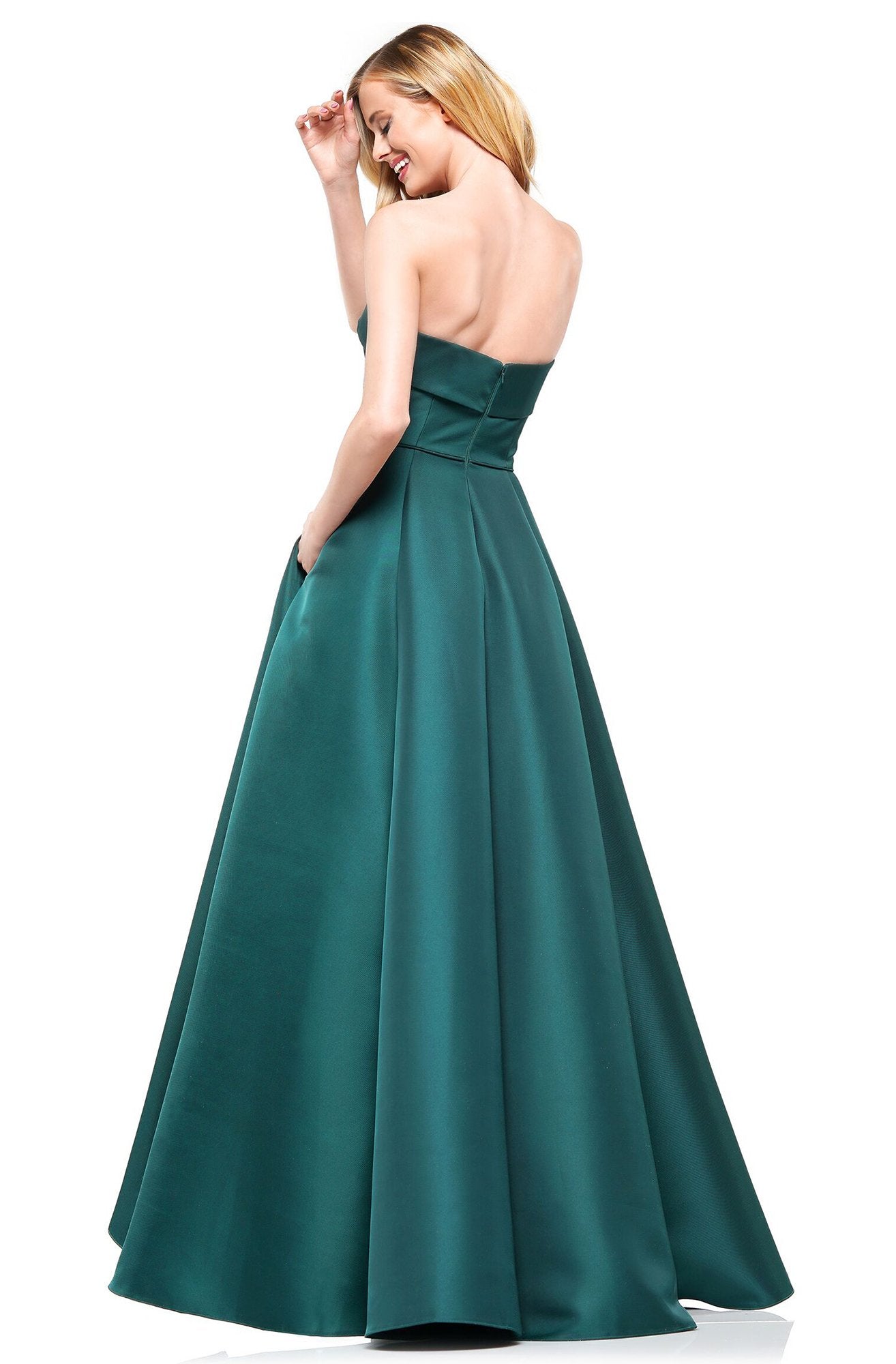 Colors Dress - 2291 Strapless Mikado A-line Long Dress In Green