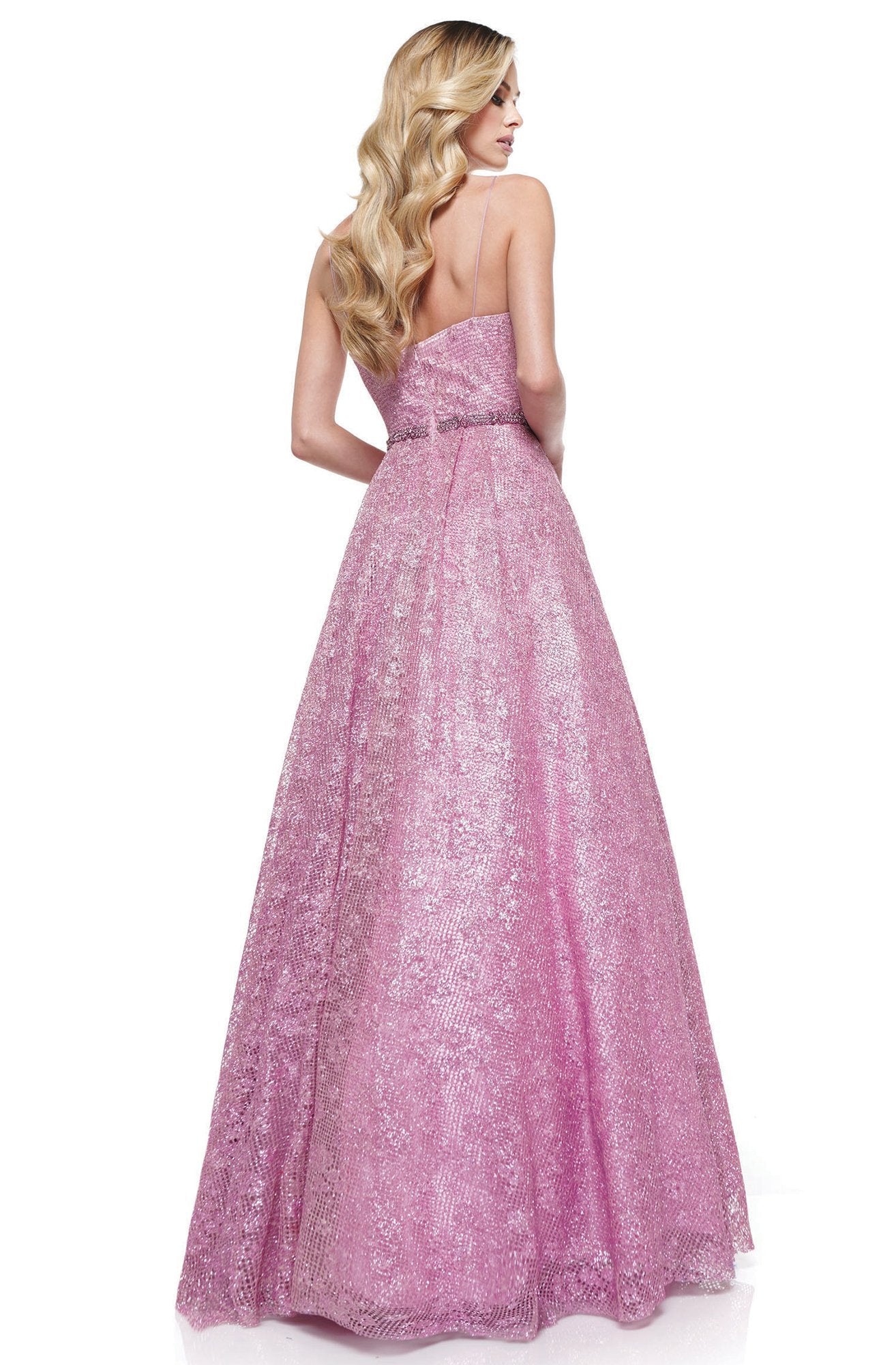 Colors Dress - 2295 Thin Strapped Embellished A-line Dress In Pink