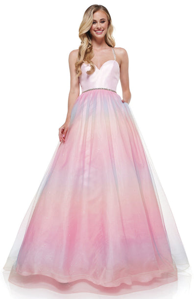 Colors Dress - 2304 Fit and Flare Sweetheart Long Dress In Pink