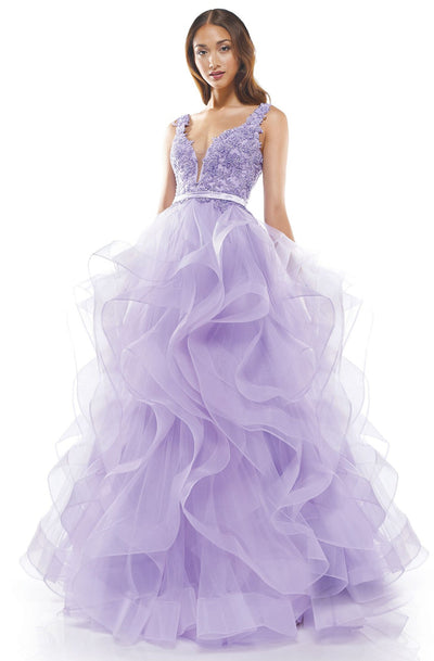 Colors Dress - 2325 Ruffled Skirt A-line Dress In Purple