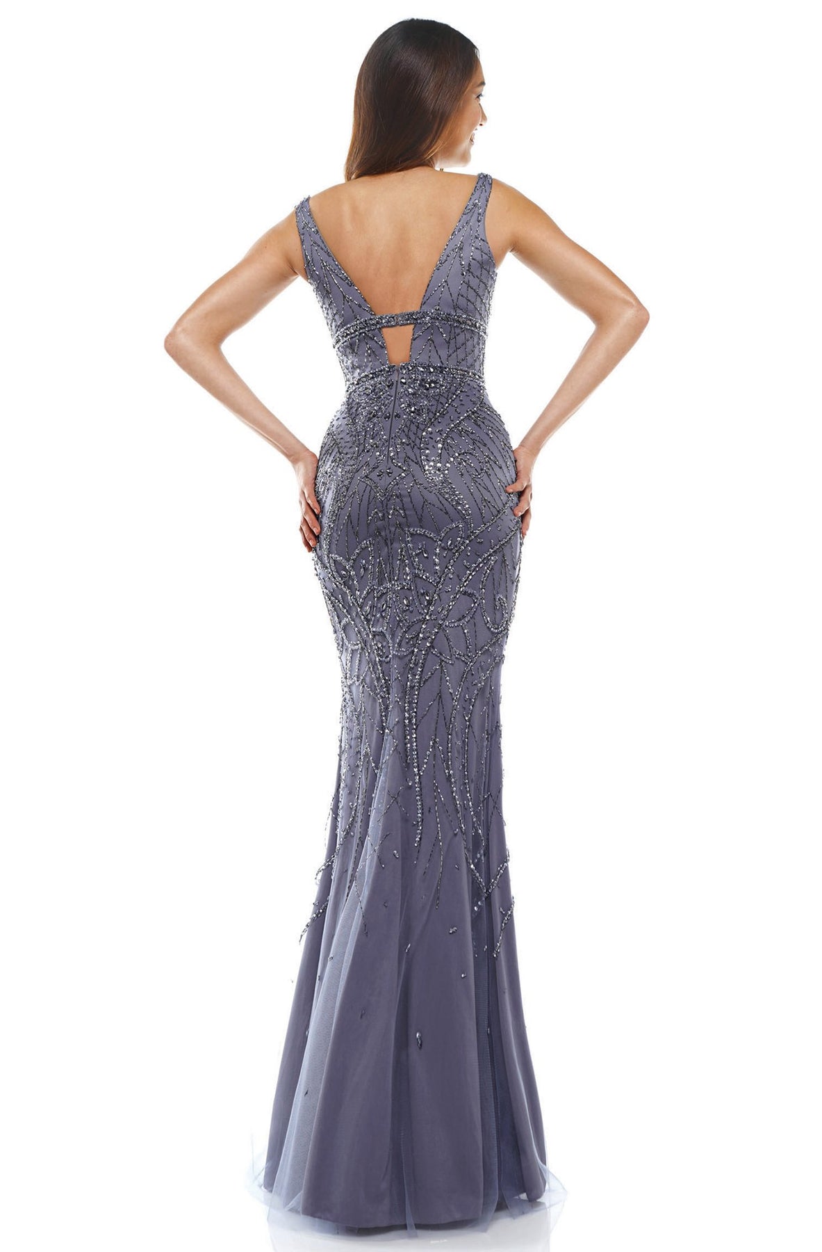 Colors Dress - 2334 Sleeveless Plunging Neck Trumpet Dress In Purple