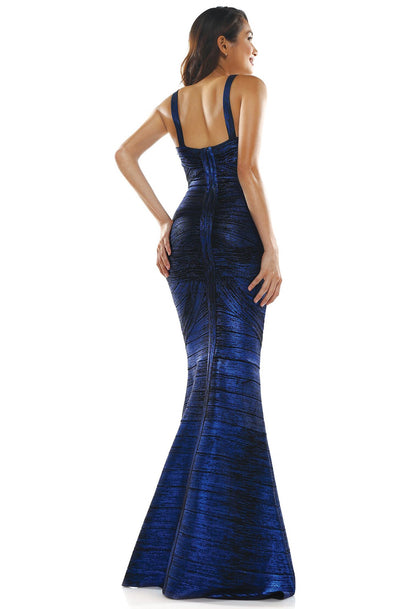 Colors Dress - 2338 Sweetheart Fitted Trumpet Dress In Blue and Black
