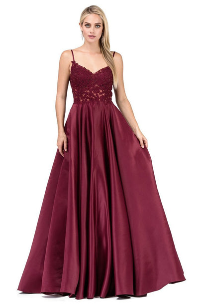 Dancing Queen - Lace Appliqued Long Prom Gown 2459 In Red