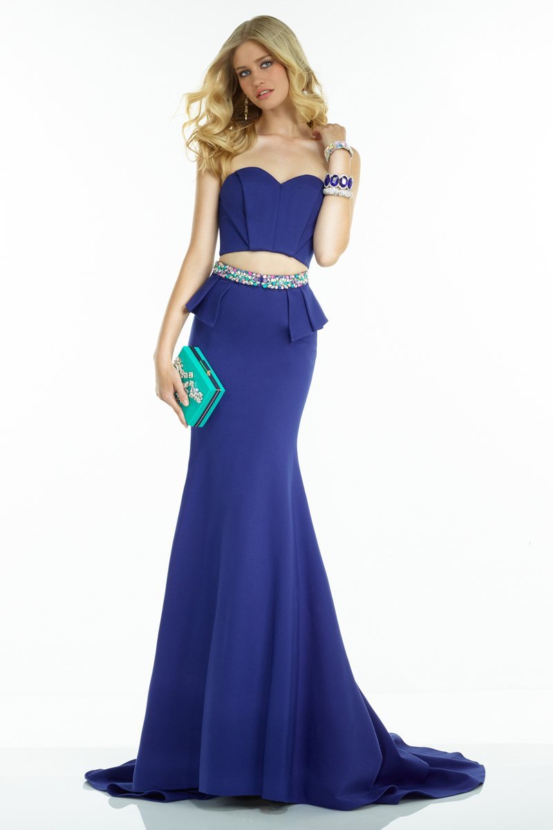 Alyce Paris Claudine - 2554 Two Piece Sweetheart Trumpet Dress in Blue