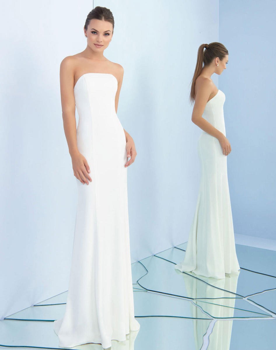 Ieena Duggal - 25647I Embellished Choker Caped Sheath Gown In White