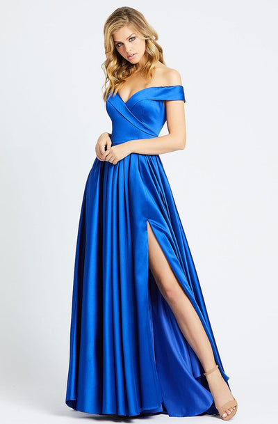 Ieena Duggal - 25958I Off Shoulder A-Line High Slit Prom Gown In Blue