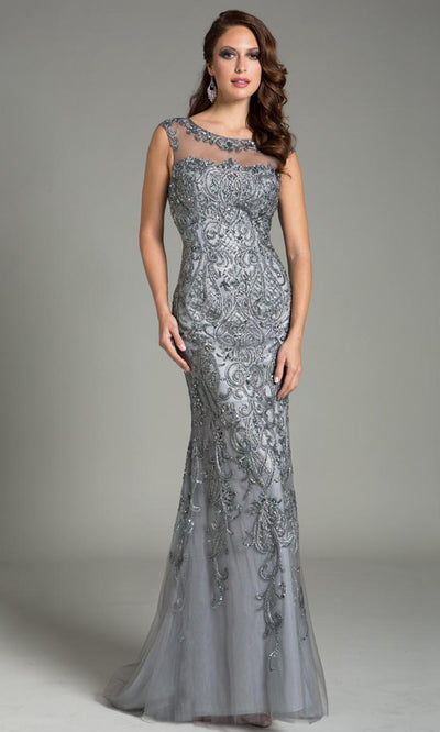 Feriani Couture Embellished Sleeveless Evening Gown 26154 - 1 Pc Silver in Size 10 Available CCSALE 10 / Silver