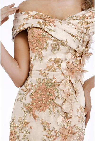 Feriani Couture - 26299SC Pleat-Suplice Off Shoulder High Slit Dress