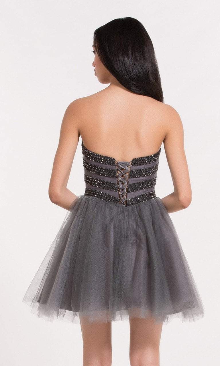 Alyce Paris Ballet - 2637 Embellished Sweetheart Tulle A-line Dress in Gray