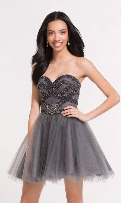 Alyce Paris Ballet - 2637 Embellished Sweetheart Tulle A-line Dress in Gray