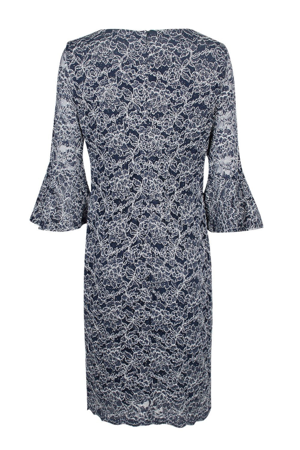 Jackie Jon New York - 26386 Jeweled Cutout Flounce Sleeve Dress In Blue and White