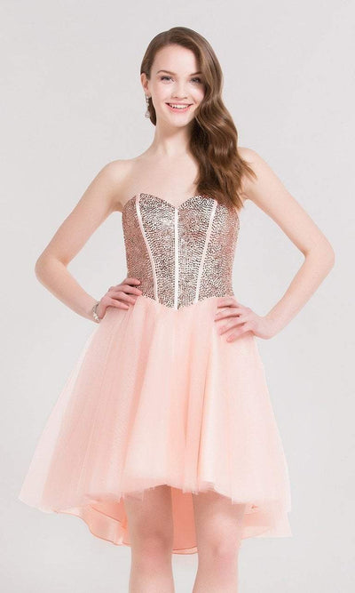 Alyce Paris - 2641 Jeweled Sweetheart High Low A-line Dress In Pink
