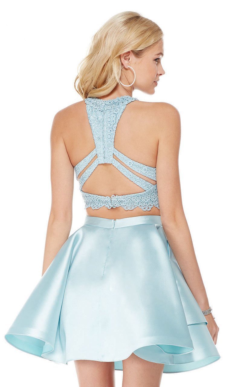Two-Piece Strappy Racerback High Halter Dress in Blue