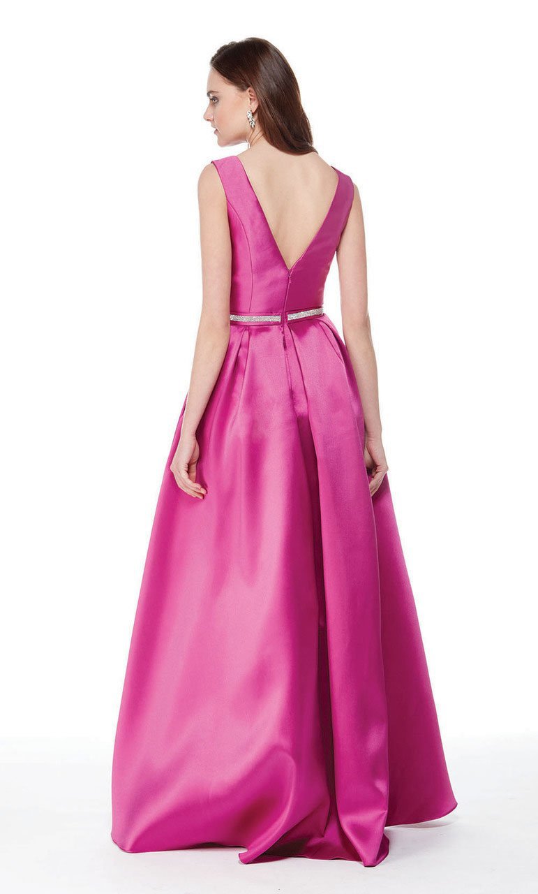Bateau Sleeveless A-Line Evening Gown in Pink