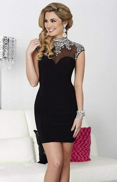 Tiffany Homecoming - 27050 Cap Sleeve Bejeweled Collar Neck Jersey Pencil Dress Special Occasion Dress