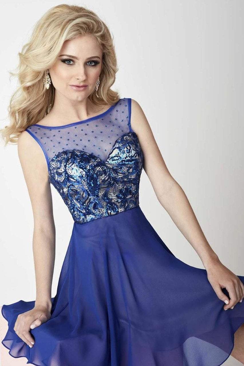 Tiffany Homecoming - 27102 Illusion Bateau Neckline Sequined Lace Short Dress Special Occasion Dress