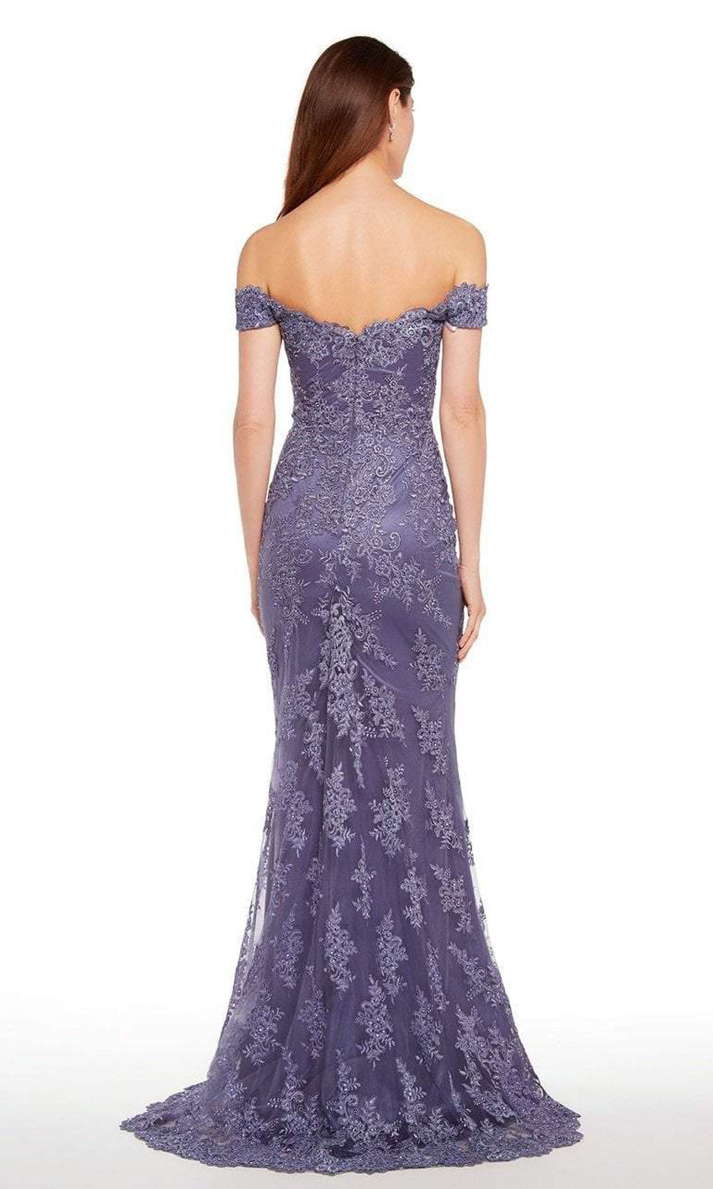 Alyce Paris - Lace Off-Shoulder Lace Sheath Dress 27249 - 1 pc Dusty Purple In Size 8 Available CCSALE 8 / Dusty Purple