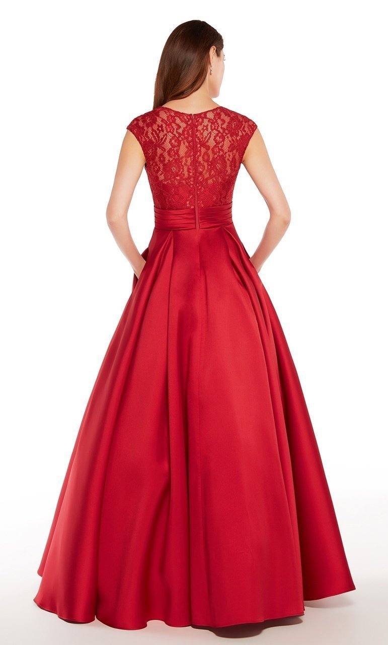 Alyce Paris - Lace V-neck Mikado Ballgown 27278 in Red