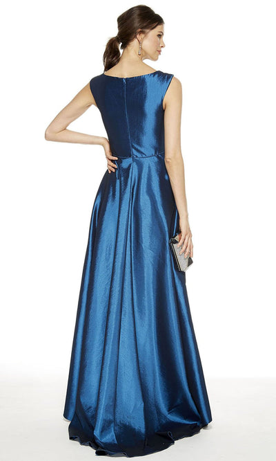 Alyce Paris - V-Neck High-Low A-line Taffeta Dress 27376SC In Blue