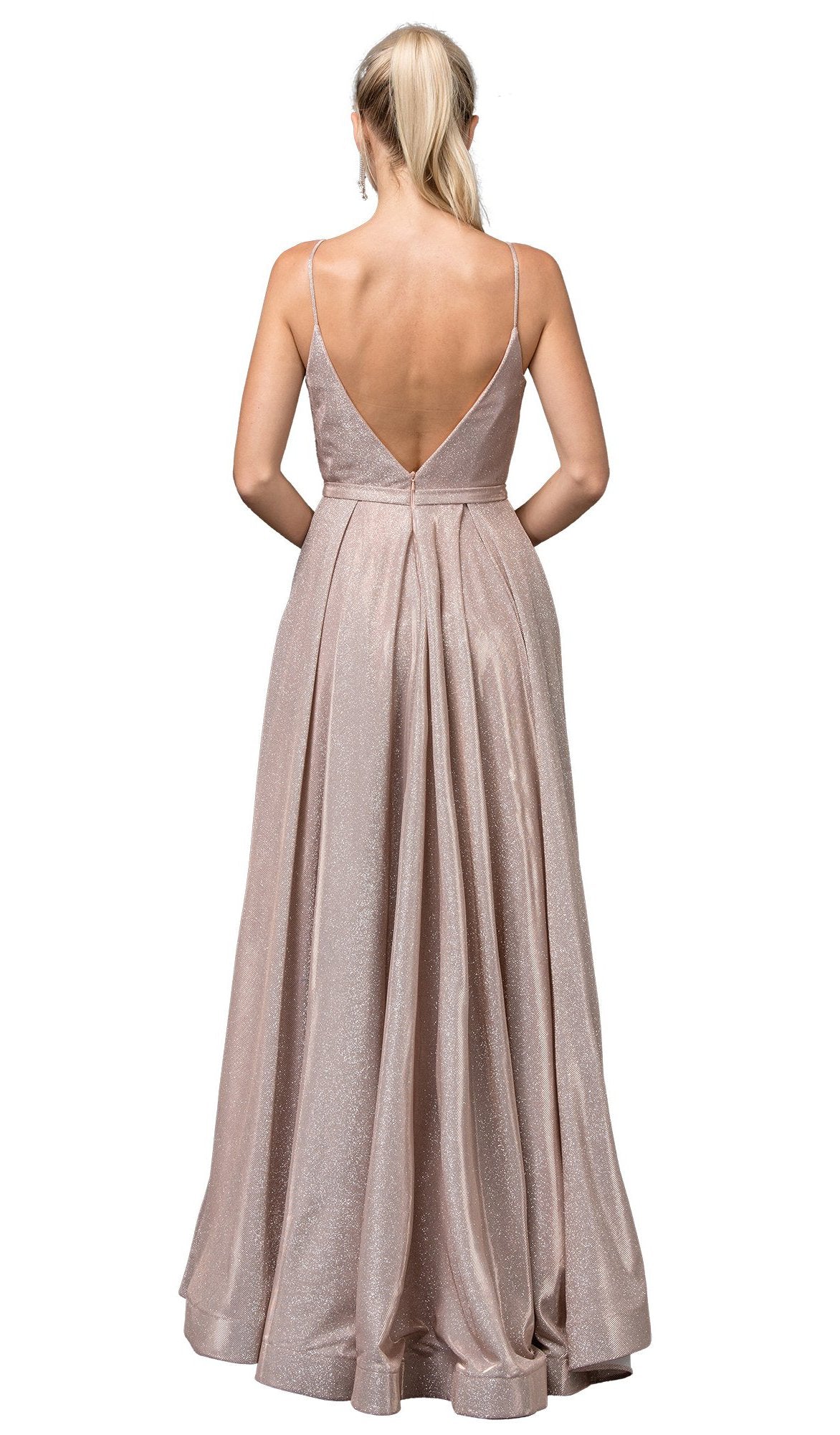 Dancing Queen - 2867 Sleeveless Plunging V-neck A-line Gown In Pink