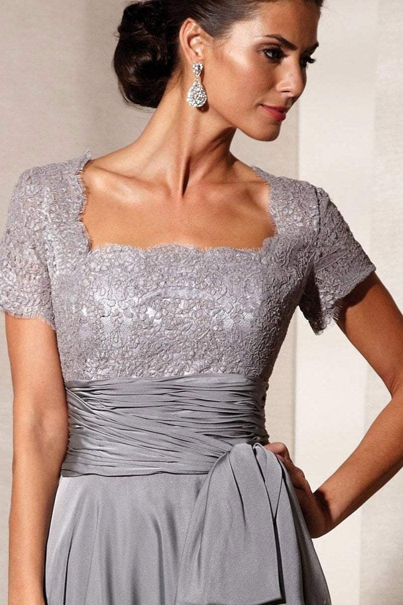 Alyce Paris Square Neck Lace and Chiffon Gown 29264 in Gray