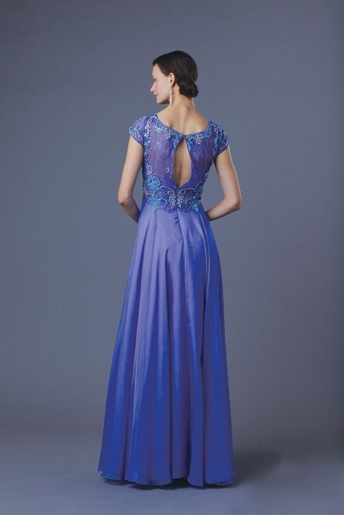 Alyce Paris - 29655SC Cap Sleeve Bejeweled Bodice Chiffon Dress
