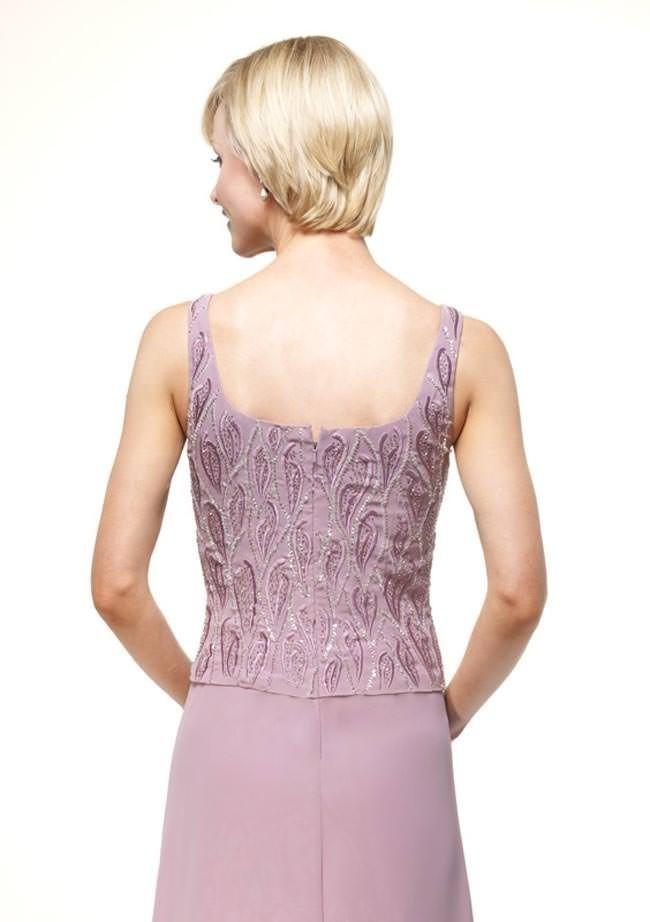 Alyce Paris - Beaded Chiffon Sheath Dress in Purple