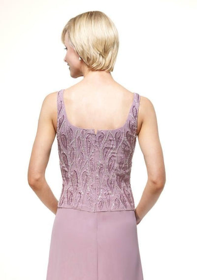 Alyce Paris - Beaded Chiffon Sheath Dress in Purple