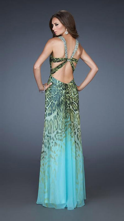 La Femme - Ombre Printed Long Gown 18263 In Multi-Color