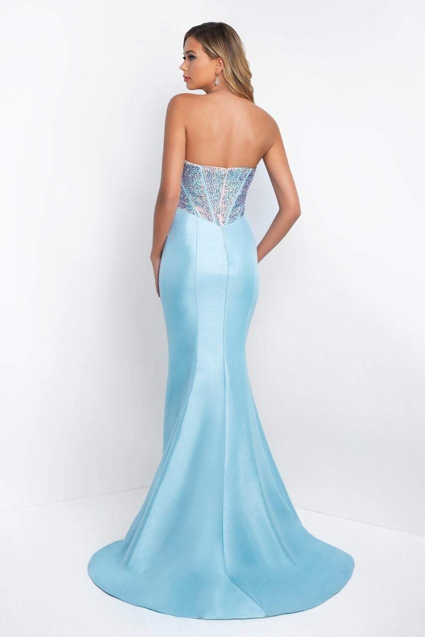 Blush - C1010 Strapless Beaded Sweetheart Mermaid Dress In Blue
