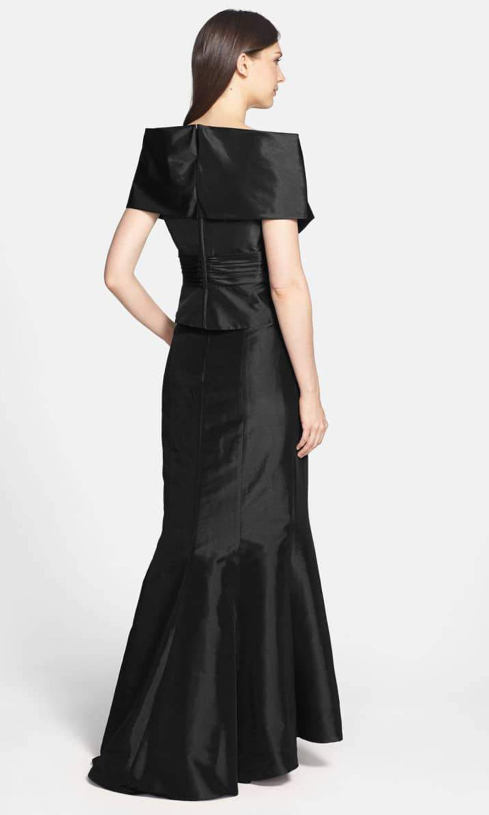 Alexander by Daymor - Wrap Off Shoulder Taffeta Trumpet Gown 1033SC In Black