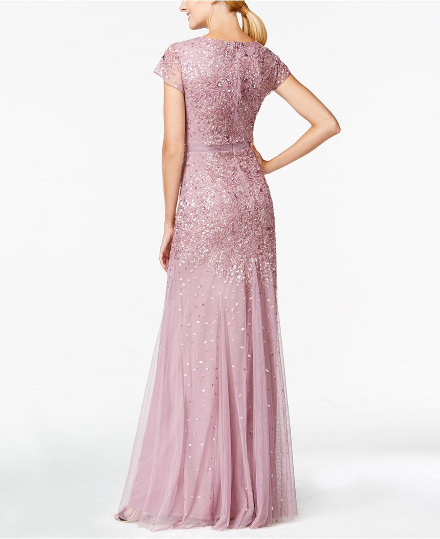 Adrianna Papell - Sequined Sheath Gown 91891700 in Pink
