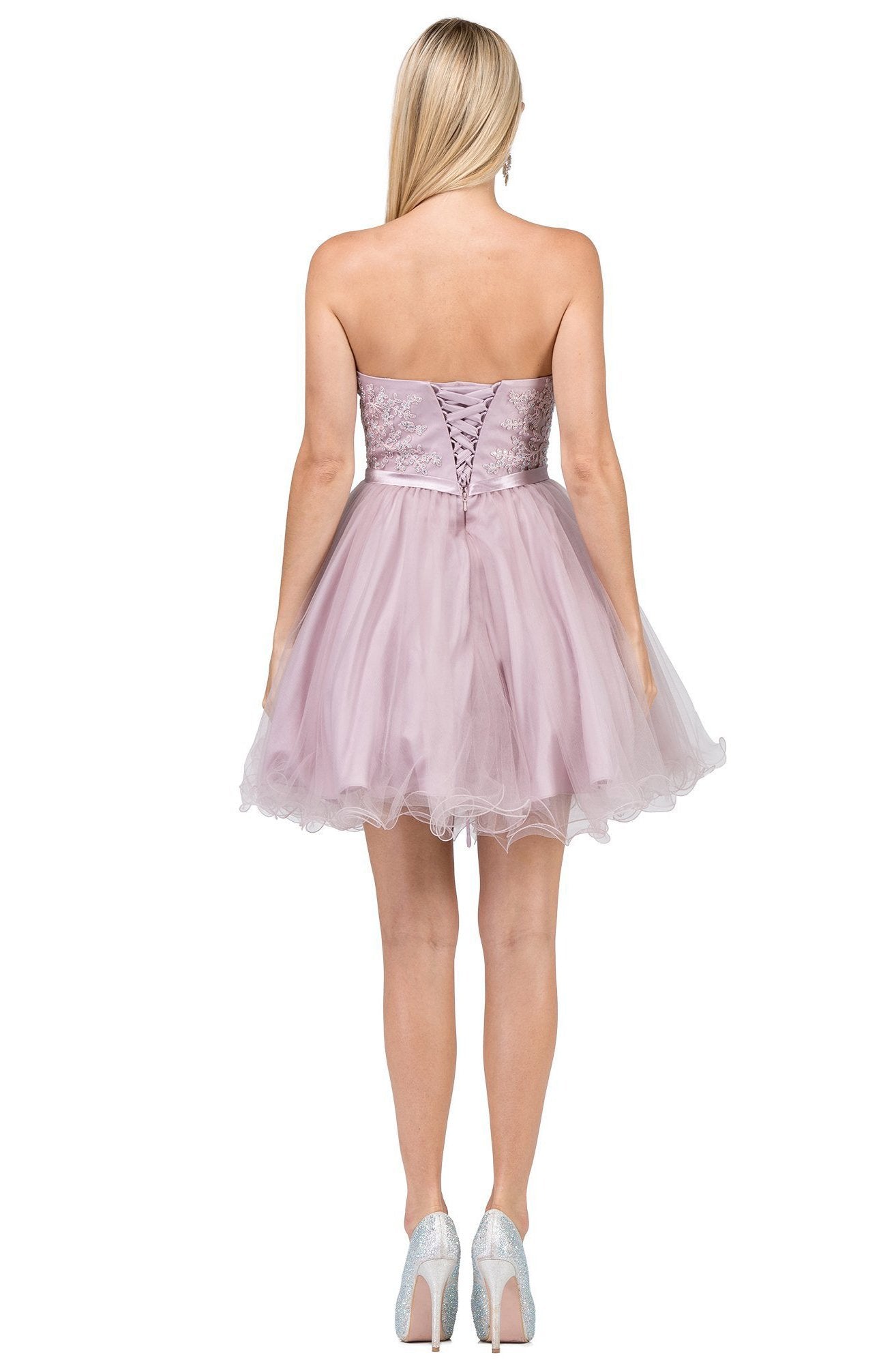 Dancing Queen - 3014 Strapless Embellished Sweetheart Homecoming Dress In Pink
