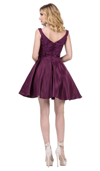 Dancing Queen - 3057 Beaded Lace Sweetheart A-line Homecoming Dress In Purple