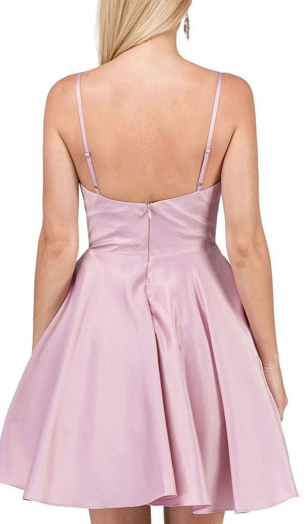 Dancing Queen - 3059 Sleek Pleated Surplice Homecoming Dress In Pink