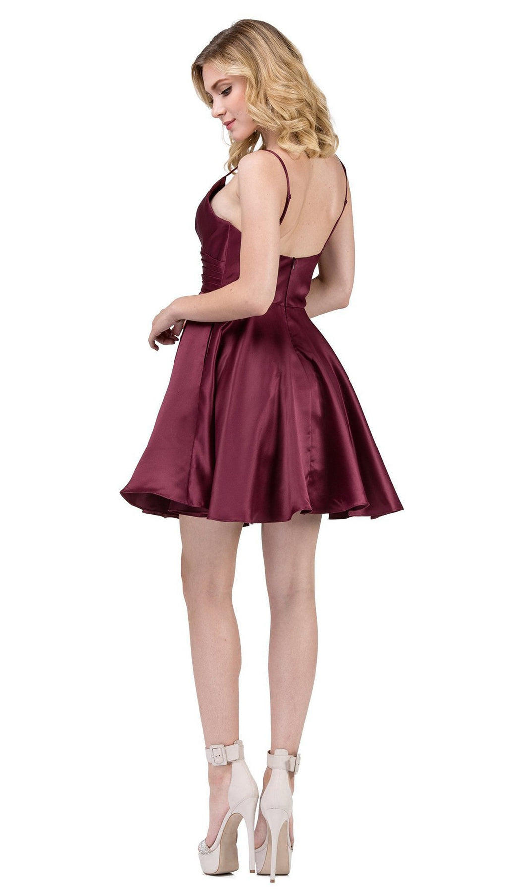 Dancing Queen - 3059 Sleek Pleated Surplice Homecoming Dress In Red