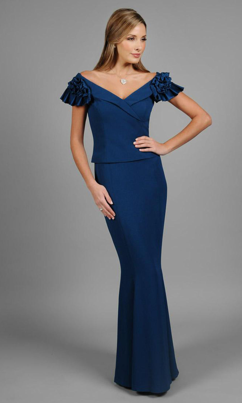 Alexander by Daymor Ruffled Cap Sleeves Evening Gown 306 - 1 pc New Champagne In Size 8 Available CCSALE 8 / New Champagne