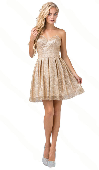 Dancing Queen - 3106 Sweetheart Pleated Prom Dress In Gold
