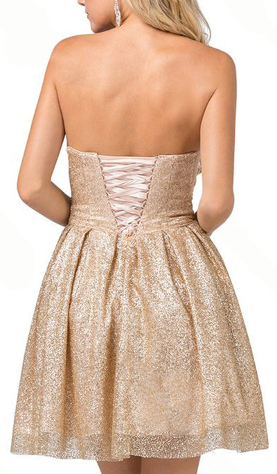 Dancing Queen - 3106 Sweetheart Pleated Prom Dress In Gold