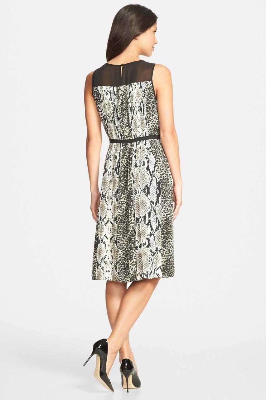 Adrianna Papell - Print Jewel Neck Dress 16PD78030 in White and Black