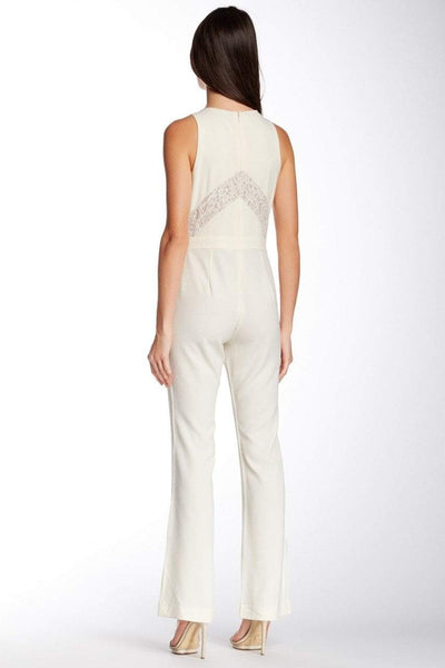 Taylor - Floral Lace Insert Crepe Flare Jumpsuit 5240M in White